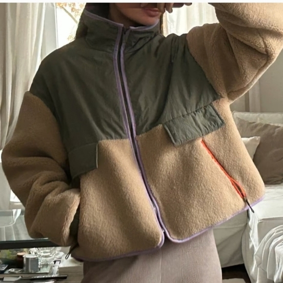 Zara Jackets & Blazers - Zara Olive and Lavender Sherpa  Jacket Sz XL